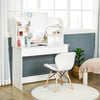 HOMCOM Vanity Table Wood Dressing Table w/ Makeup Mirror, Big Drawers, Open Shelf for Bedroom White