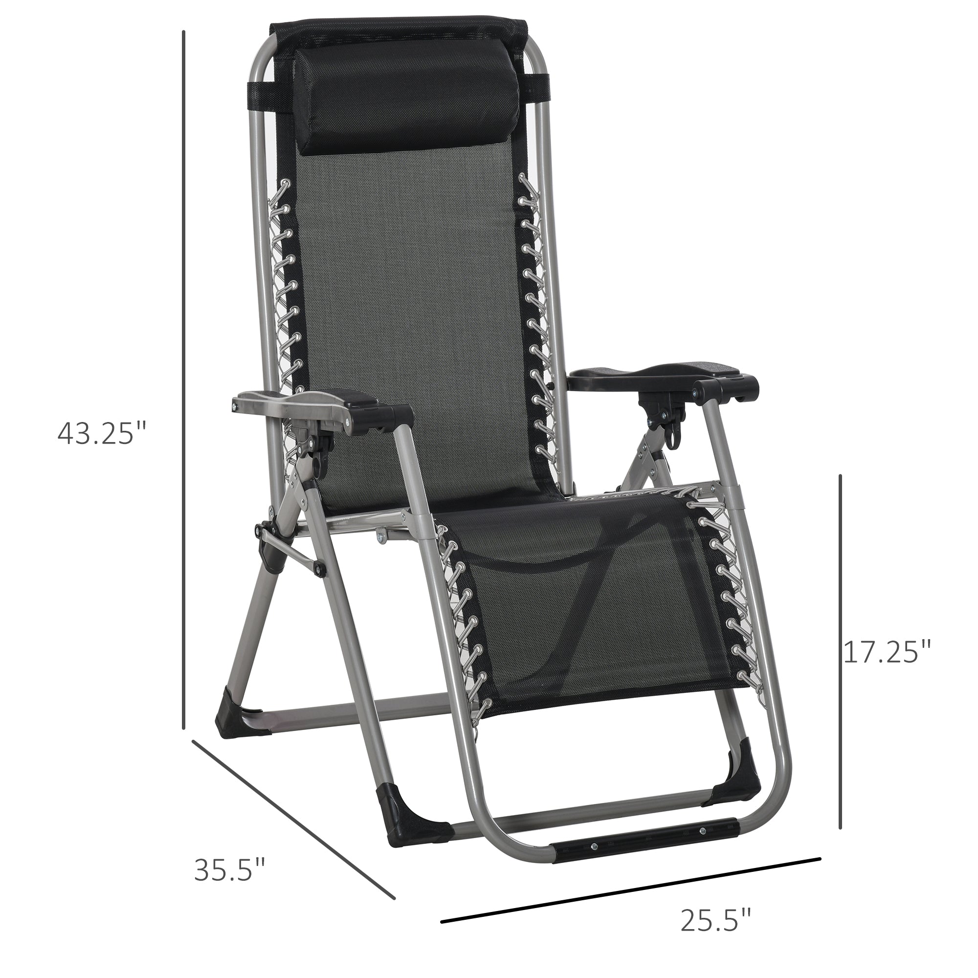 Outsunny Reclining Zero Gravity Chair with Adjustable Backrest, Folding Garden Sun Lounger with Removable Cushion and Headrest, Dark Blue