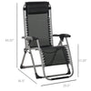 Outsunny Reclining Zero Gravity Chair with Adjustable Backrest, Folding Garden Sun Lounger with Removable Cushion and Headrest, Dark Blue