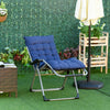 Outsunny Reclining Zero Gravity Chair with Adjustable Backrest, Folding Garden Sun Lounger with Removable Cushion and Headrest, Dark Blue
