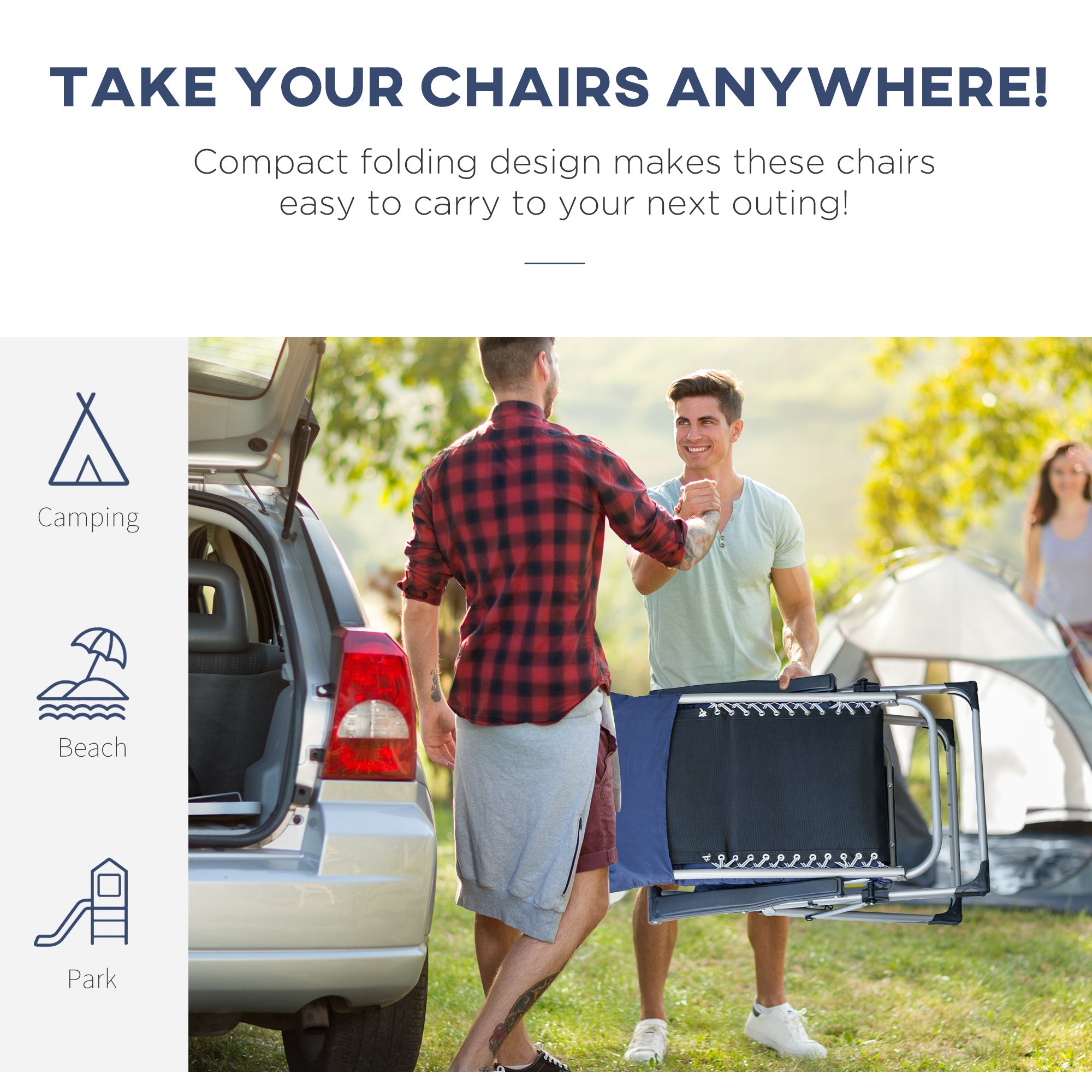 Outsunny Reclining Zero Gravity Chair with Adjustable Backrest, Folding Garden Sun Lounger with Removable Cushion and Headrest, Dark Blue