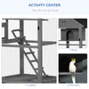 PawHut 71" Bird Cage Wooden Bird Cage Stand with Two Doors, Ladder and Pull out Tray for Finches, Dark Grey