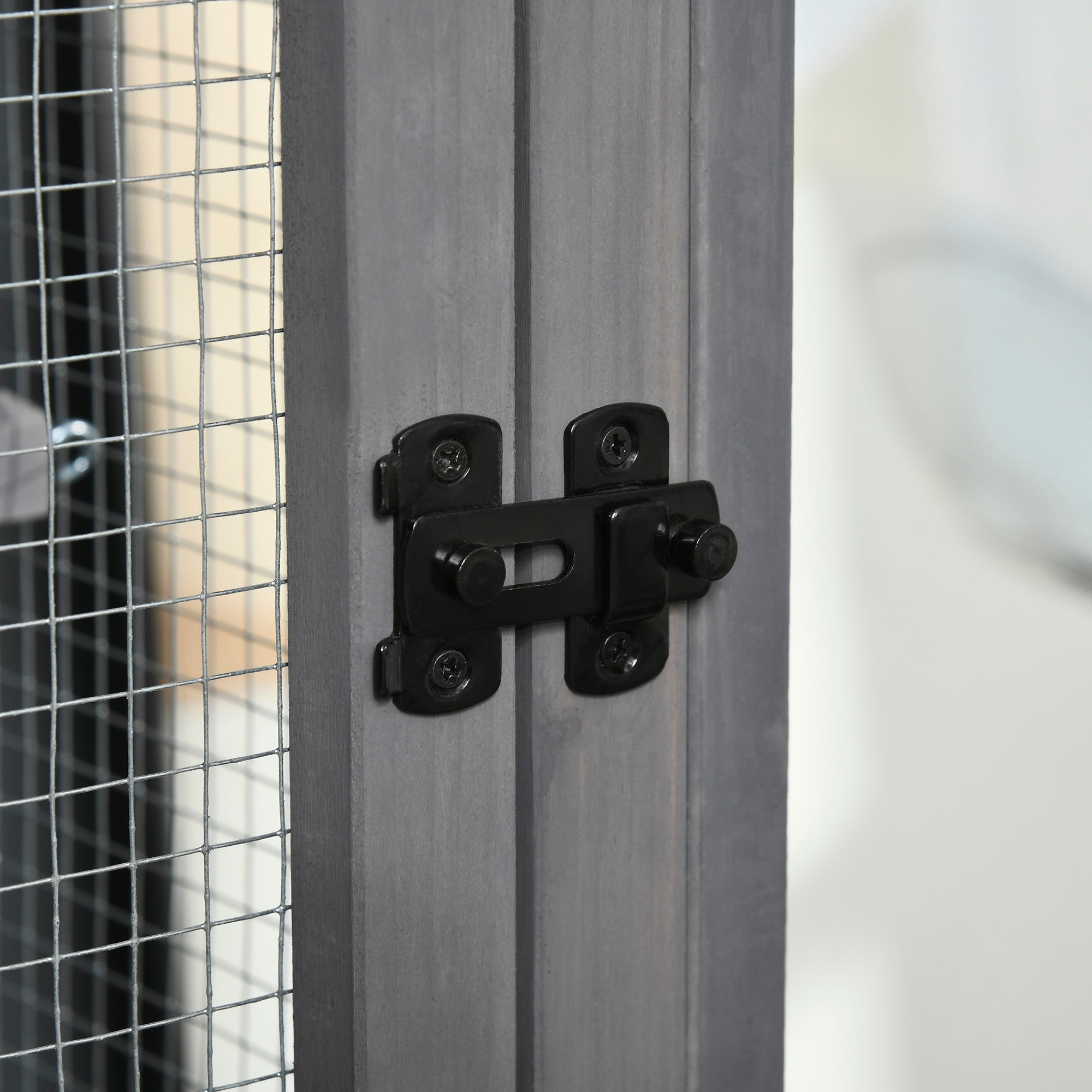 PawHut Bird Cage budgie cage Wooden Outdoor Aviary with Wheels  for Canary Finch with Asphalt Roof Perch Nest Ladder Slide-out Tray, Grey