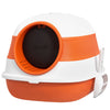 PawHut Foldable Large Cat Litter Box with Lid, Covered Kitten Litter Box w/ Automatic Cat Litter-Proof Sides, Deodorization, Easy to Clean, White and Orange