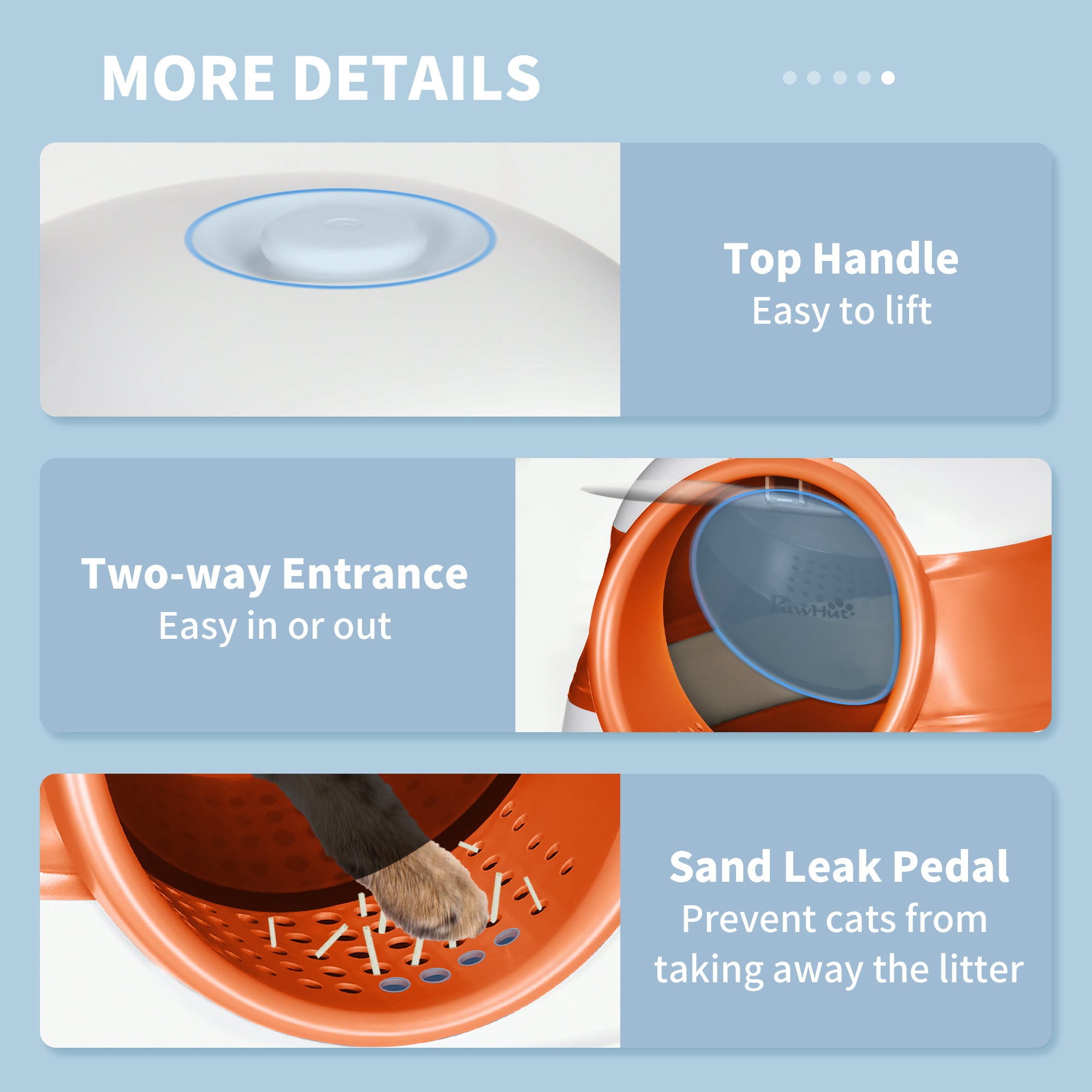 PawHut Foldable Cat Litter Box with Lid, Hooded Cat Litter Tray with High Sides, Air Freshener, Large Two-Way Entrance, Scoop, Orange