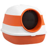 PawHut Foldable Large Cat Litter Box with Lid, Covered Kitten Litter Box w/ Automatic Cat Litter-Proof Sides, Deodorization, Easy to Clean, White and Orange