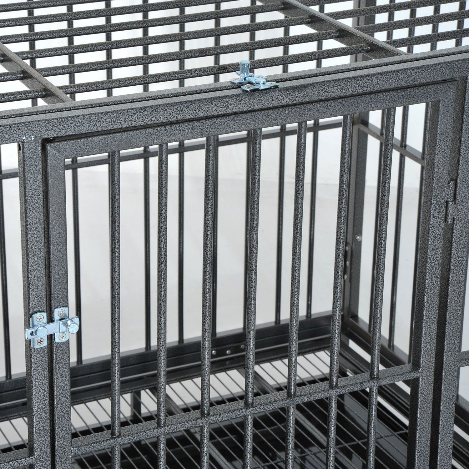 PawHut 48" Heavy Duty Steel Dog Crate Kennel Pet Cage w/ Wheels - Grey Vein