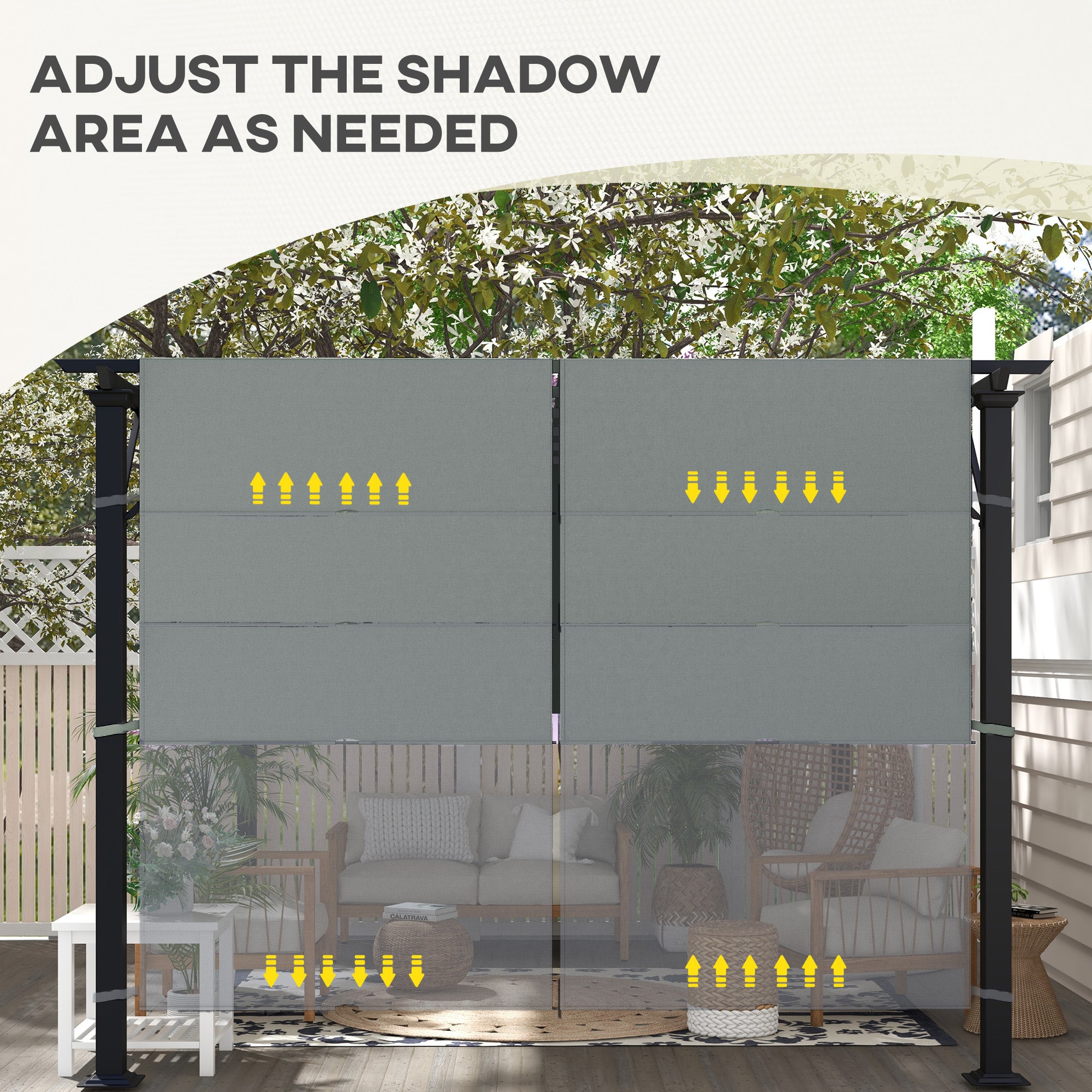 Outsunny 2 Pcs 16 x 4ft Pergola Canopy Replacement, UV Protection Pergola Shade Cover, Easy to Install, for 10 x 10ft Pergola, Dark Grey