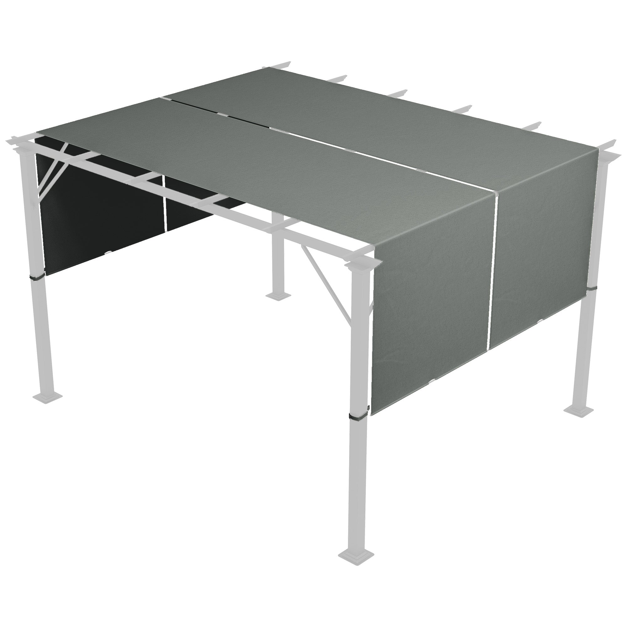 Outsunny 2 Pcs 16 x 4ft Pergola Canopy Replacement, UV Protection Pergola Shade Cover, Easy to Install, for 10 x 10ft Pergola, Dark Grey