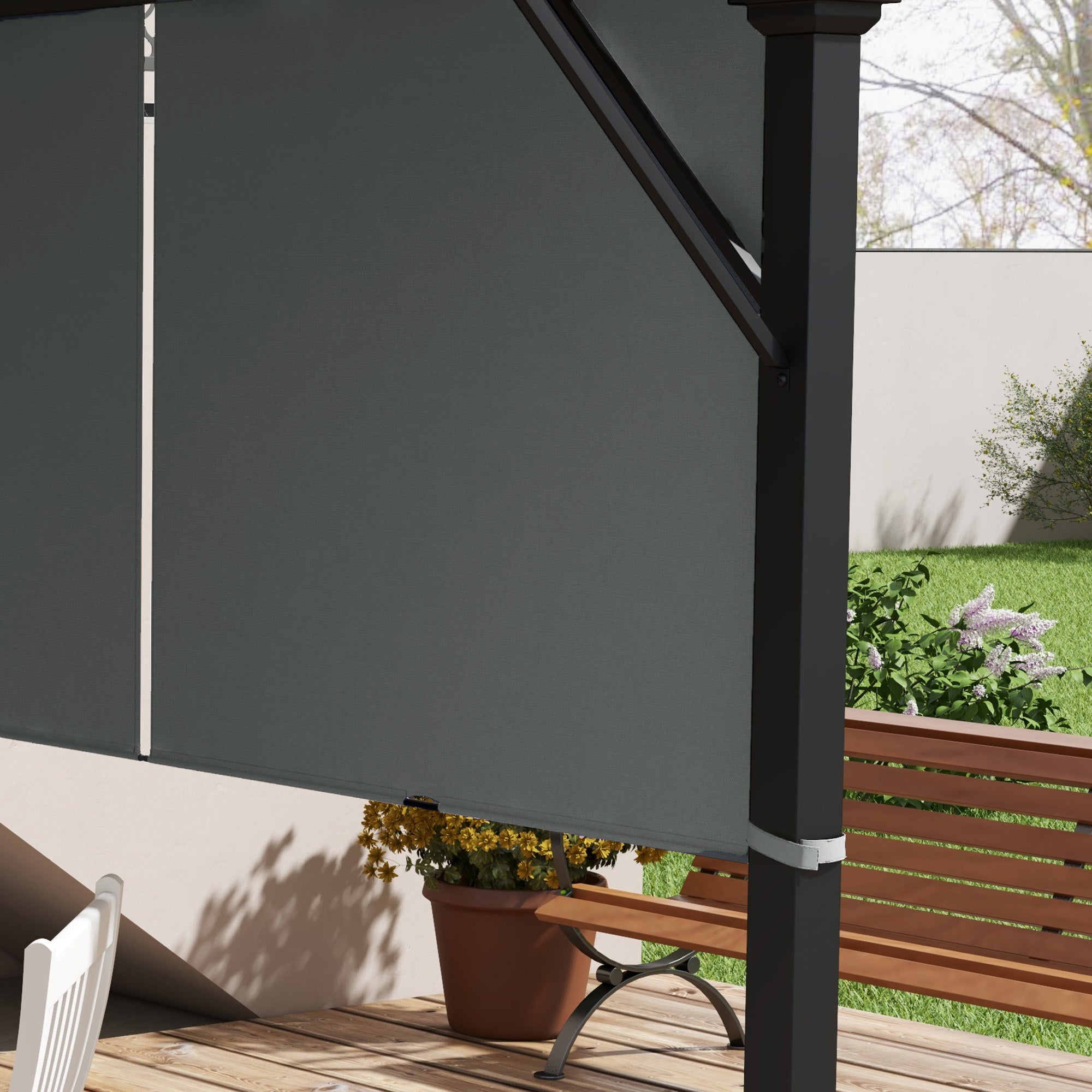 Outsunny 2 Pcs 16 x 4ft Pergola Canopy Replacement, UV Protection Pergola Shade Cover, Easy to Install, for 10 x 10ft Pergola, Dark Grey
