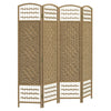 HOMCOM 4 Panel Room Divider, 5.6 ft Tall Folding Privacy Screen, Wave Fiber Freestanding Partition Wall Divider for Home Office, Natural