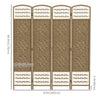 HOMCOM 4 Panel Room Divider, 5.6 ft Tall Folding Privacy Screen, Wave Fiber Freestanding Partition Wall Divider for Home Office, Natural