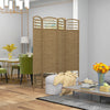 HOMCOM 4 Panel Room Divider, 5.6 ft Tall Folding Privacy Screen, Wave Fiber Freestanding Partition Wall Divider for Home Office, Natural