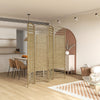 HOMCOM 4 Panel Room Divider, 5.6 ft Tall Folding Privacy Screen, Wave Fiber Freestanding Partition Wall Divider for Home Office, Natural