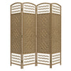 HOMCOM 4 Panel Room Divider, 5.6 ft Tall Folding Privacy Screen, Wave Fiber Freestanding Partition Wall Divider for Home Office, Natural