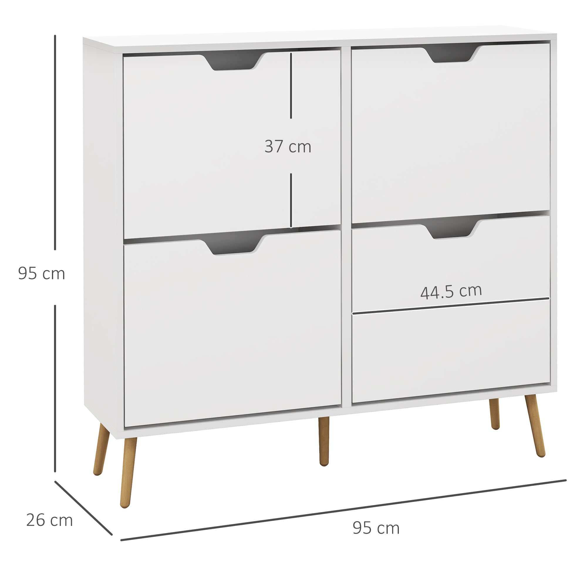 HOMCOM Modern Shoe Cabinet with 4 Flip Drawers and Adjustable Shelf, Hallway Shoe Cupboard Storage Organizer for 16 Pairs of Shoes, White