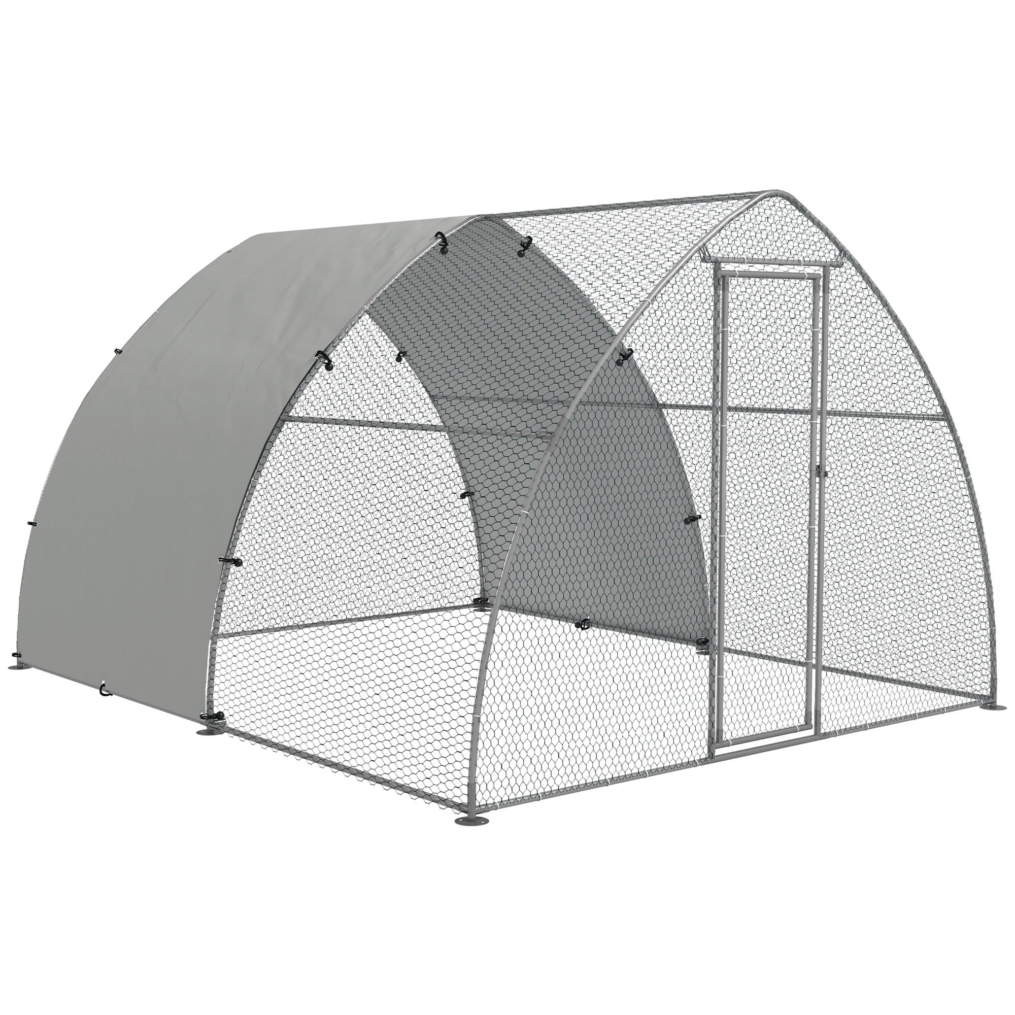 PawHut Chicken Run, Large Metal Chicken Coop with Waterproof and Anti-UV Cover, Walk in Poultry Cage Outdoor for 8-12 Chickens, Ducks, Hens, Rabbits, 10' x 12.3' x 7.2'