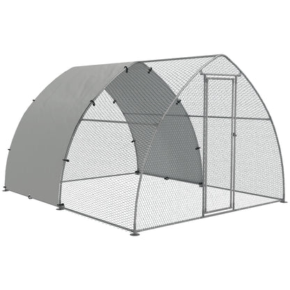 PawHut Chicken Run, Large Metal Chicken Coop with Waterproof and Anti-UV Cover, Walk in Poultry Cage Outdoor for 8-12 Chickens, Ducks, Hens, Rabbits, 10' x 12.3' x 7.2'