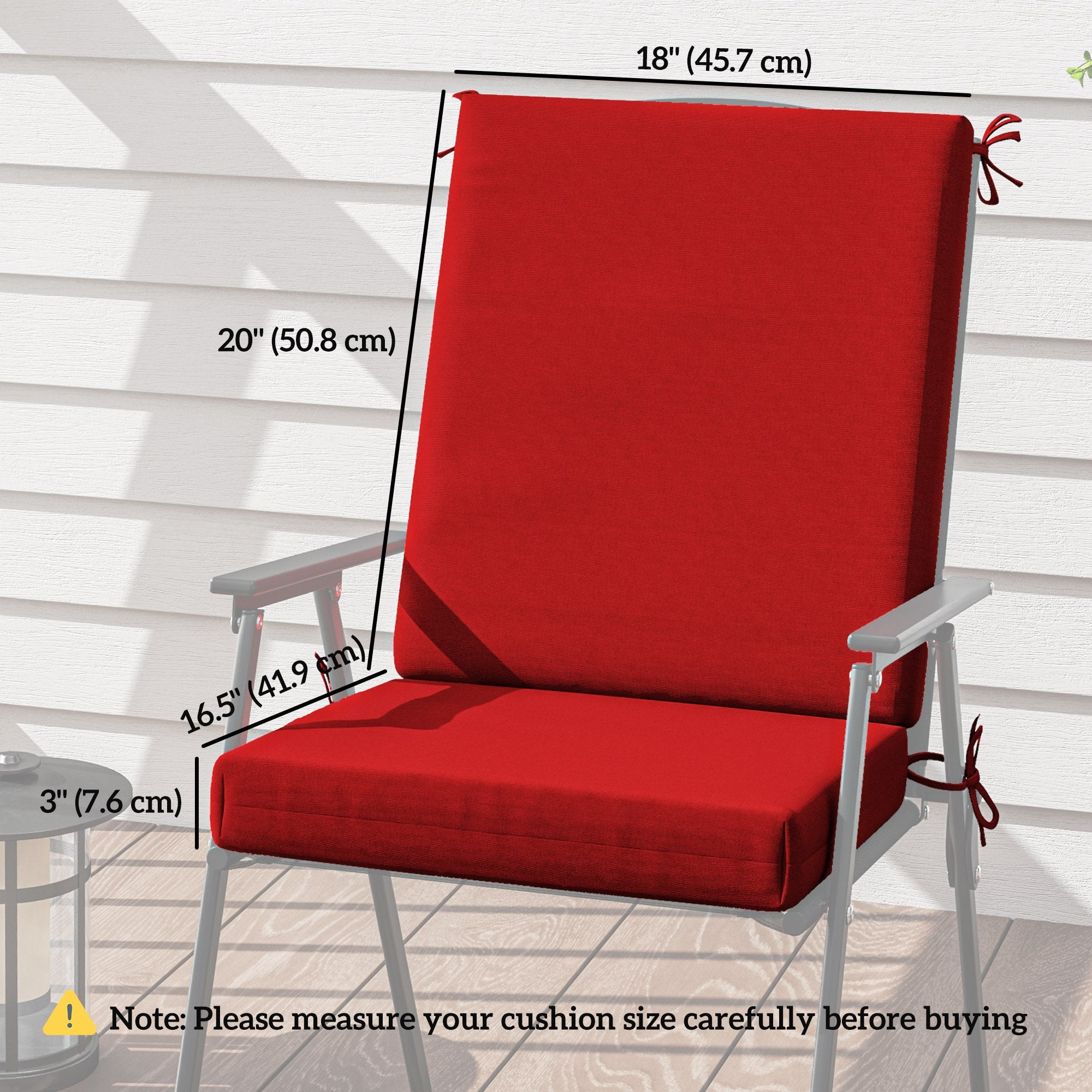 Outsunny Outdoor Chair Cushions Set of 2 for Dining Chairs, Water-Repellent and Fade-Resistant Yarn-Dyed Polyester, Outdoor Seat Cushions with Back Cushions and Ties, Wine Red