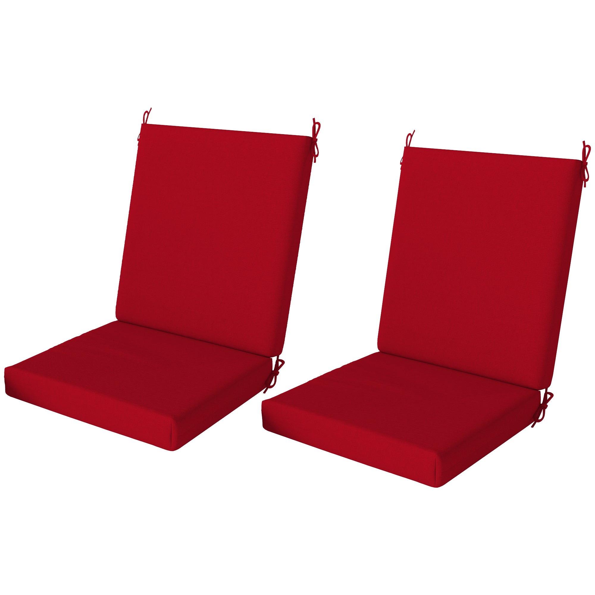 Outsunny Outdoor Chair Cushions Set of 2 for Dining Chairs, Water-Repellent and Fade-Resistant Yarn-Dyed Polyester, Outdoor Seat Cushions with Back Cushions and Ties, Wine Red