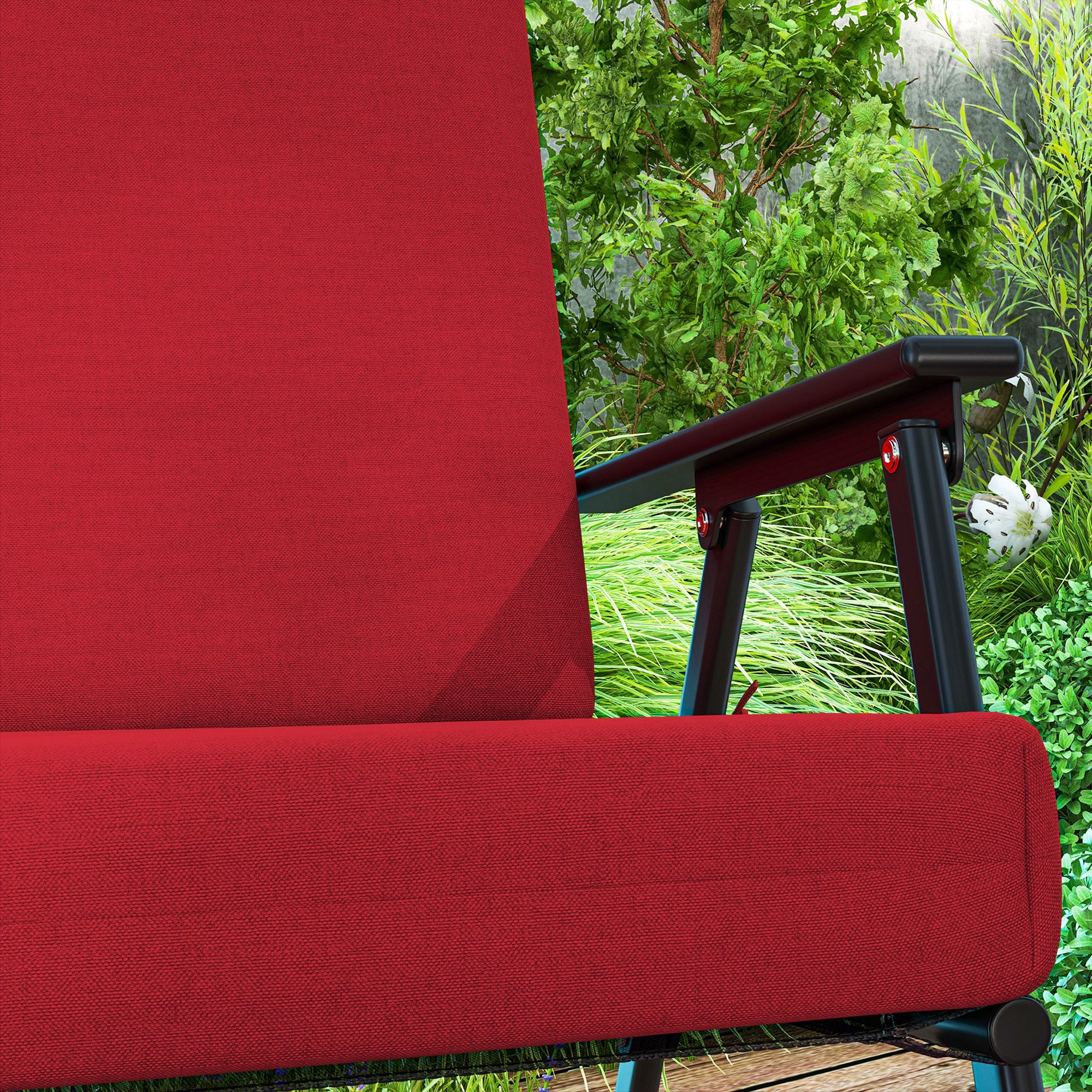 Outsunny Outdoor Chair Cushions Set of 2 for Dining Chairs, Water-Repellent and Fade-Resistant Yarn-Dyed Polyester, Outdoor Seat Cushions with Back Cushions and Ties, Wine Red