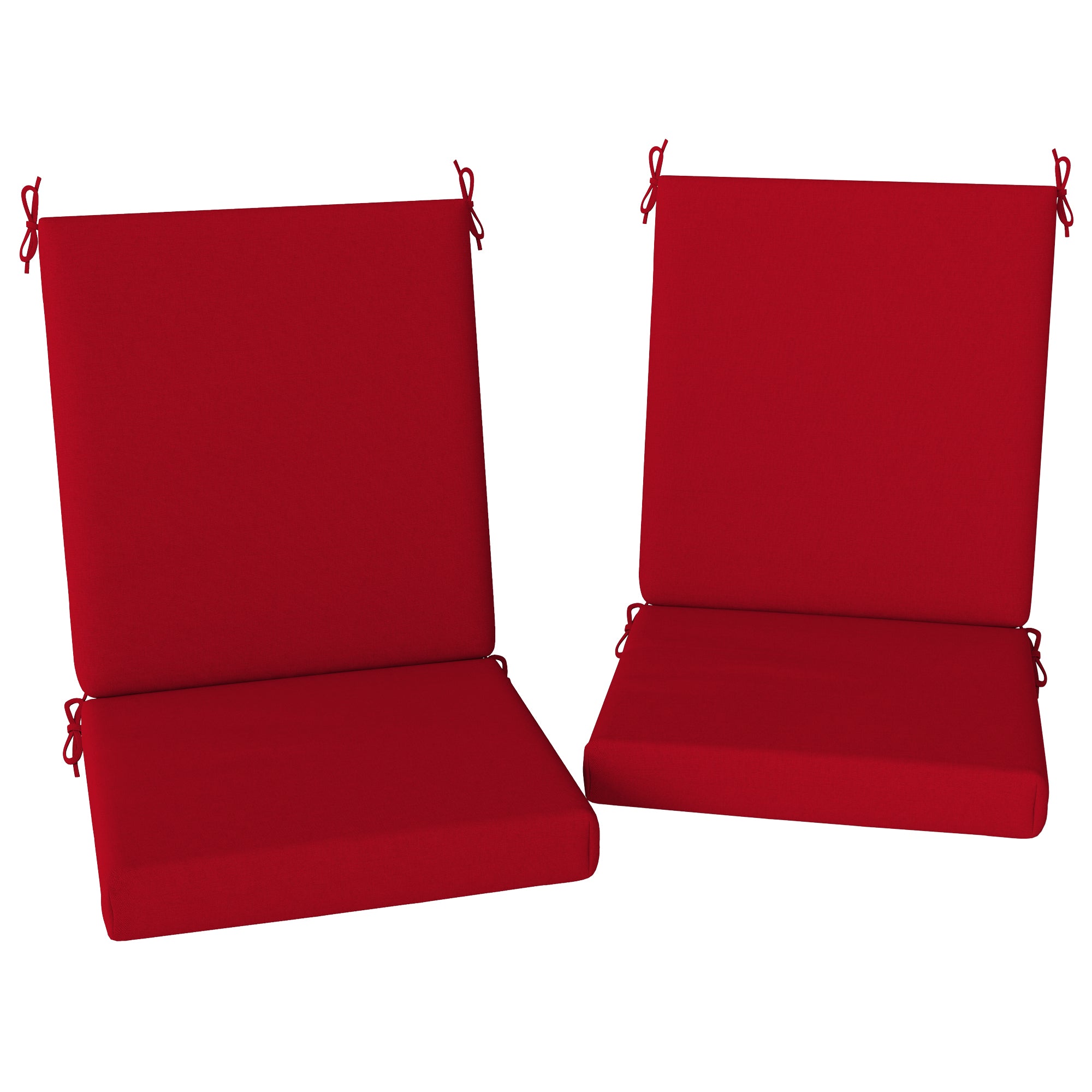 Outsunny Outdoor Chair Cushions Set of 2 for Dining Chairs, Water-Repellent and Fade-Resistant Yarn-Dyed Polyester, Outdoor Seat Cushions with Back Cushions and Ties, Wine Red