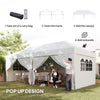 Outsunny 10' x 20' Pop Up Canopy with 6 Walls, Outdoor Easy Up Canopy Party Tent with Steel Frame, Drainage Holes, Instant Garden Shade Shelter with Carrying Bag, White