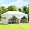 Outsunny 10' x 20' Pop Up Canopy with 6 Walls, Outdoor Easy Up Canopy Party Tent with Steel Frame, Drainage Holes, Instant Garden Shade Shelter with Carrying Bag, White