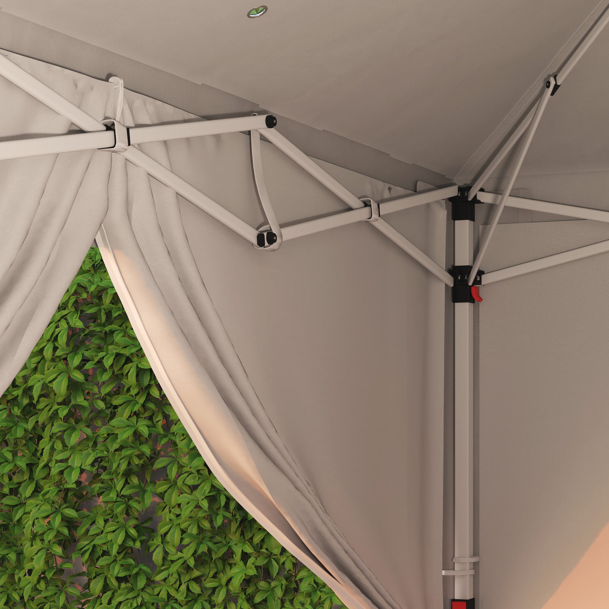 Outsunny 10' x 20' Pop Up Canopy with 6 Walls, Outdoor Easy Up Canopy Party Tent with Steel Frame, Drainage Holes, Instant Garden Shade Shelter with Carrying Bag, White