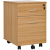Vinsetto 2 Drawer File Cabinet with Lock and Keys, Mobile Vertical Filing Cabinet with Wheels and Drawers, Home Office Cabinet, Natural