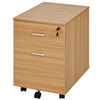 Vinsetto 2 Drawer File Cabinet with Lock and Keys, Mobile Vertical Filing Cabinet with Wheels and Drawers, Home Office Cabinet, Natural