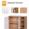 HOMCOM 35.5" Shoe Cabinet, Free Standing Shoe Storage Cabinet with 3-tier Cupboard, Adjustable Shelves and 5 Open Cubes for Entryway, Hallway, Natural