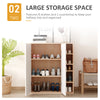 HOMCOM 35.5" Shoe Cabinet, Free Standing Shoe Storage Cabinet with 3-tier Cupboard, Adjustable Shelves and 5 Open Cubes for Entryway, Hallway, Natural