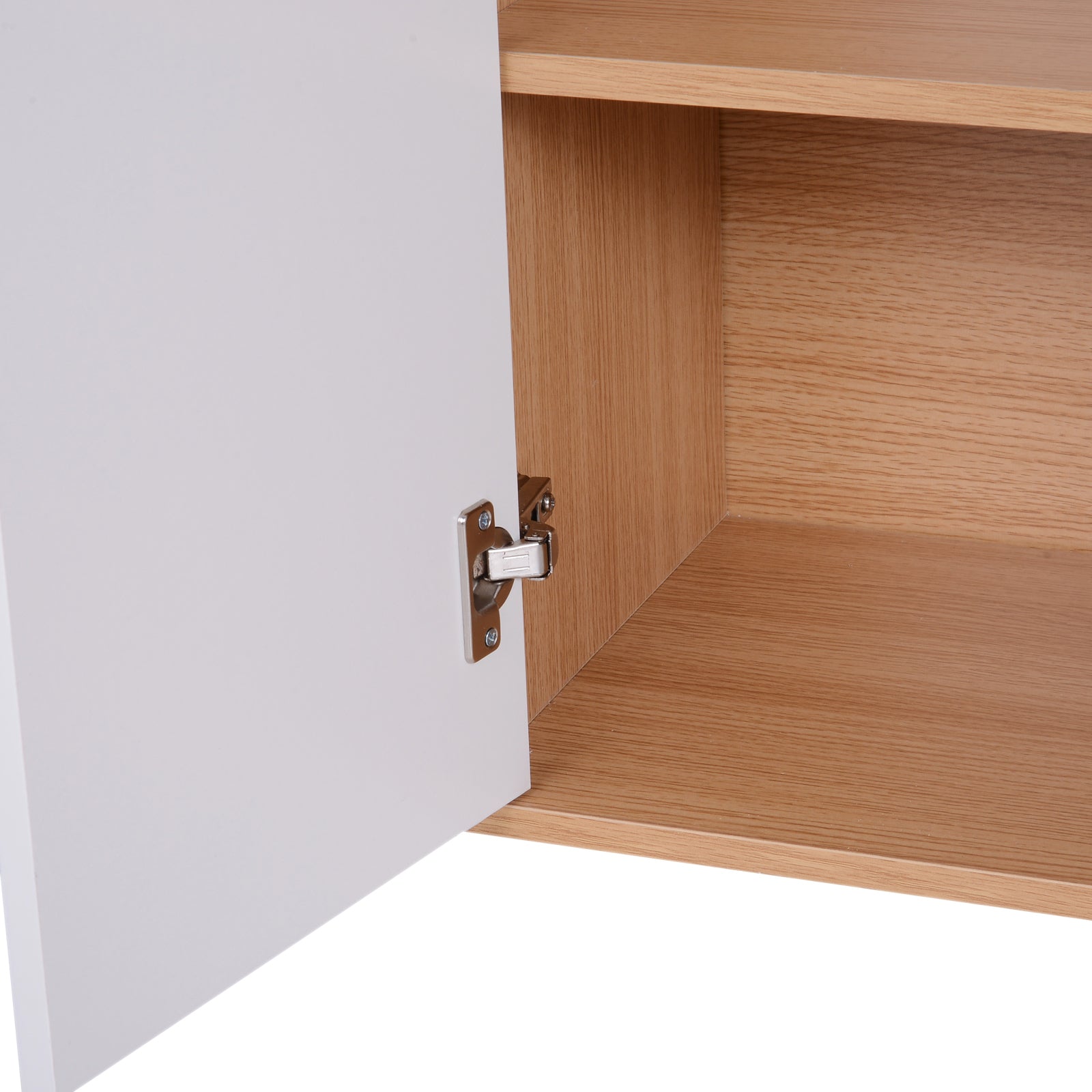 HOMCOM 35.5" Shoe Cabinet, Free Standing Shoe Storage Cabinet with 3-tier Cupboard, Adjustable Shelves and 5 Open Cubes for Entryway, Hallway, Natural