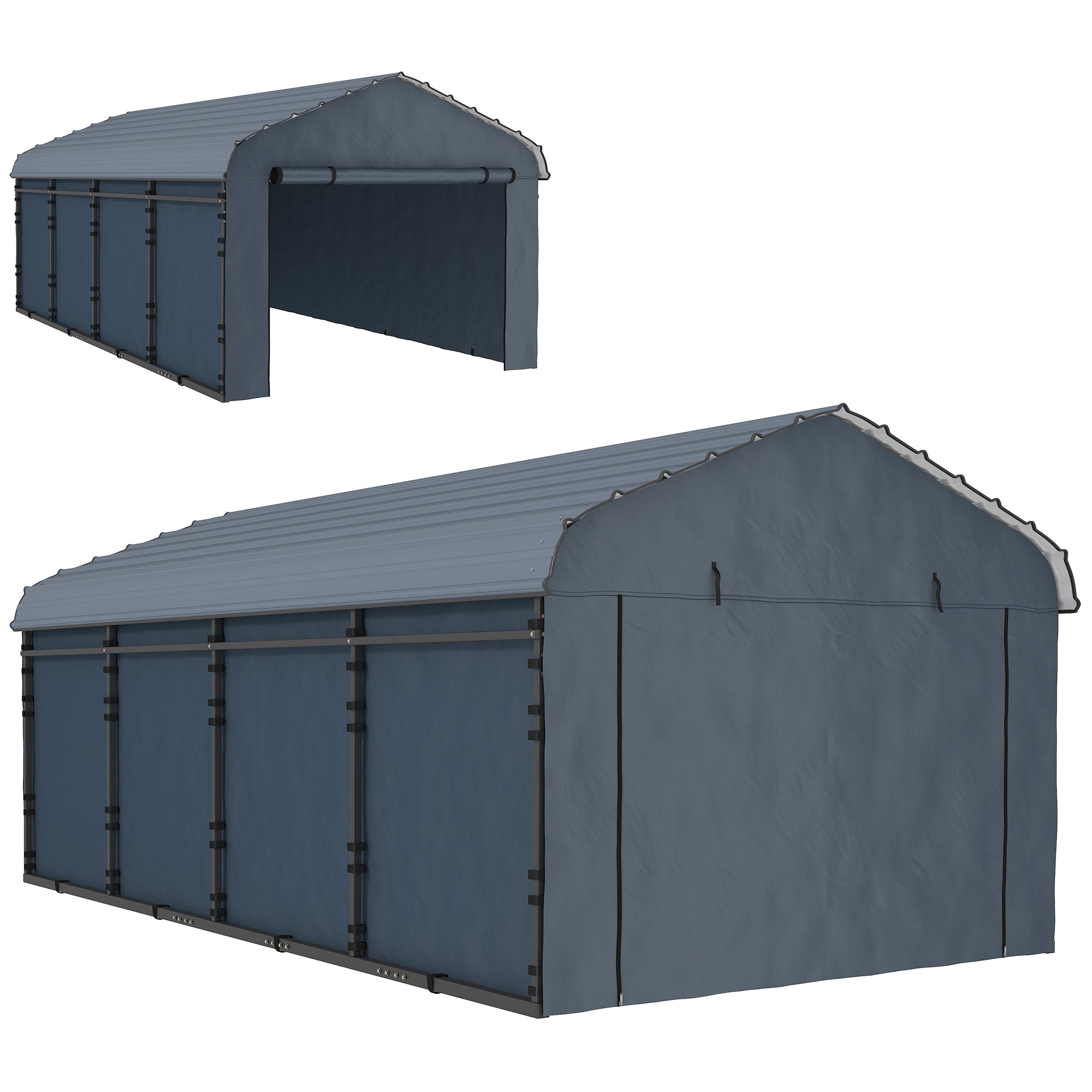 Outsunny 12' x 20' x 8.5' Heavy Duty Metal Carport, Waterproof Car Shelter Garage Canopy with Galvanized Metal Roof and Removable Sidewalls for Cars, Boats, Trucks and Tractors