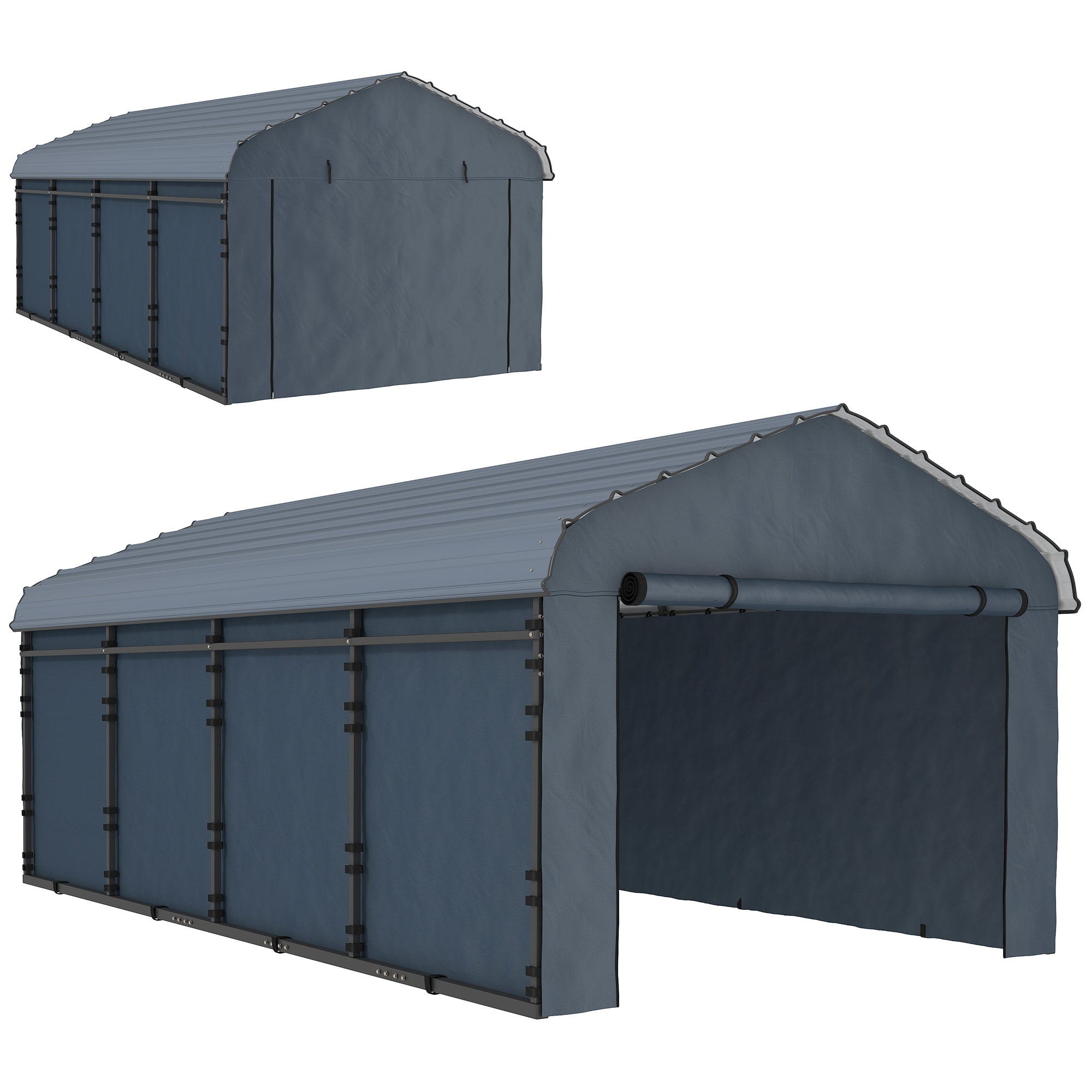 Outsunny 12' x 20' x 8.5' Heavy Duty Metal Carport, Waterproof Car Shelter Garage Canopy with Galvanized Metal Roof and Removable Sidewalls for Cars, Boats, Trucks and Tractors