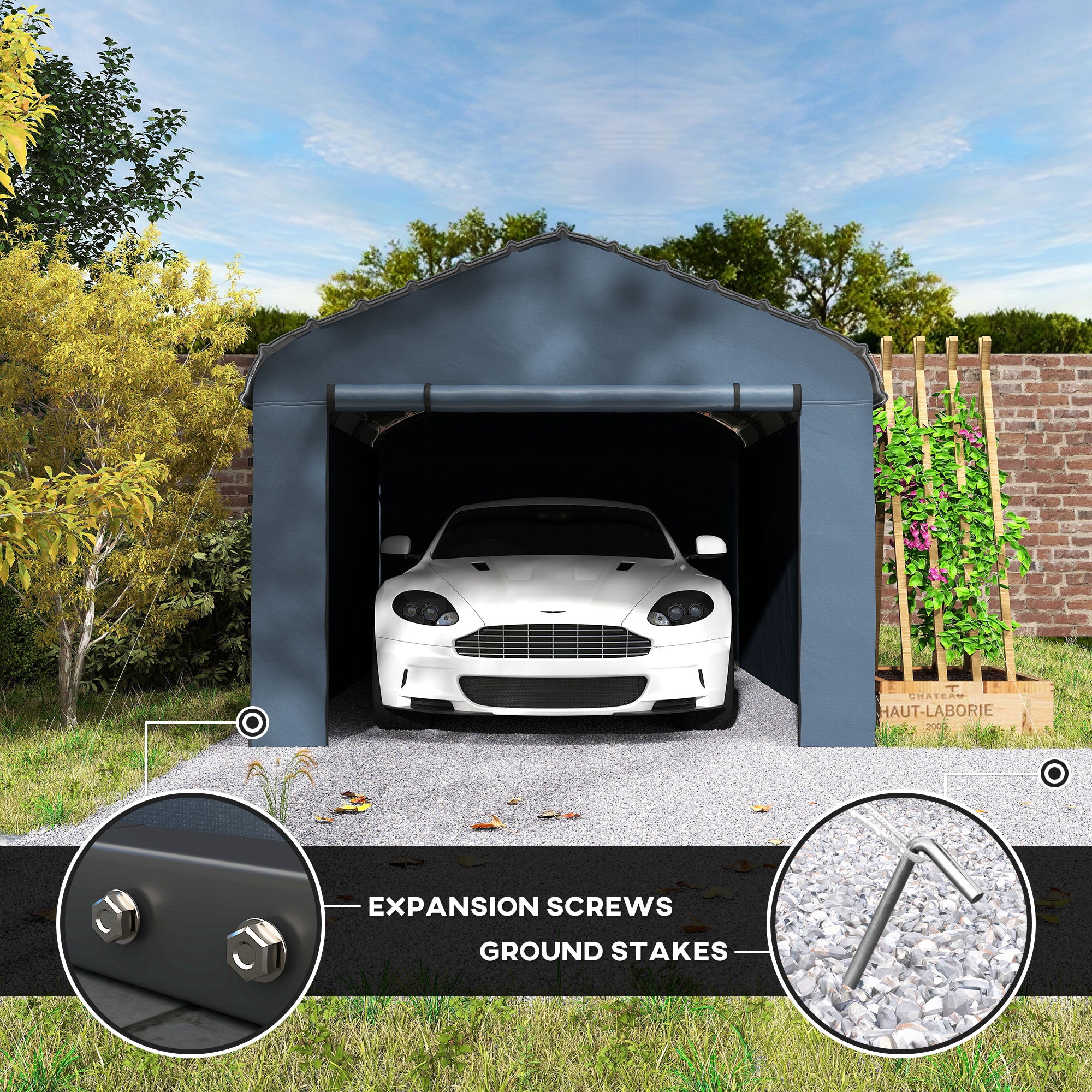 Outsunny 12' x 20' x 8.5' Heavy Duty Metal Carport, Waterproof Car Shelter Garage Canopy with Galvanized Metal Roof and Removable Sidewalls for Cars, Boats, Trucks and Tractors