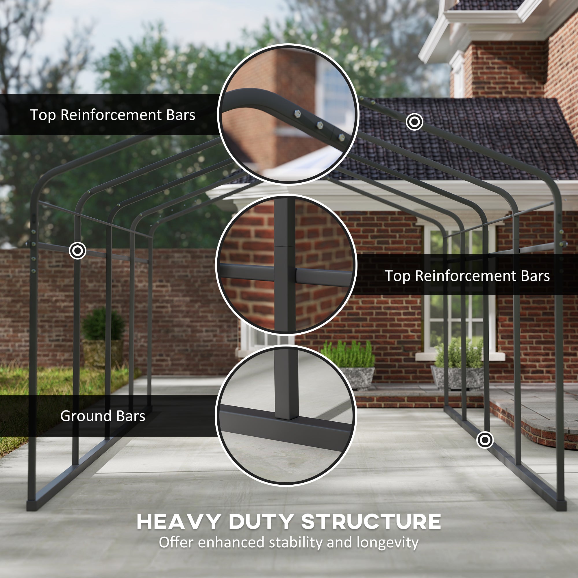 Outsunny 12' x 20' x 8.5' Heavy Duty Metal Carport, Waterproof Car Shelter Garage Canopy with Galvanized Metal Roof and Removable Sidewalls for Cars, Boats, Trucks and Tractors