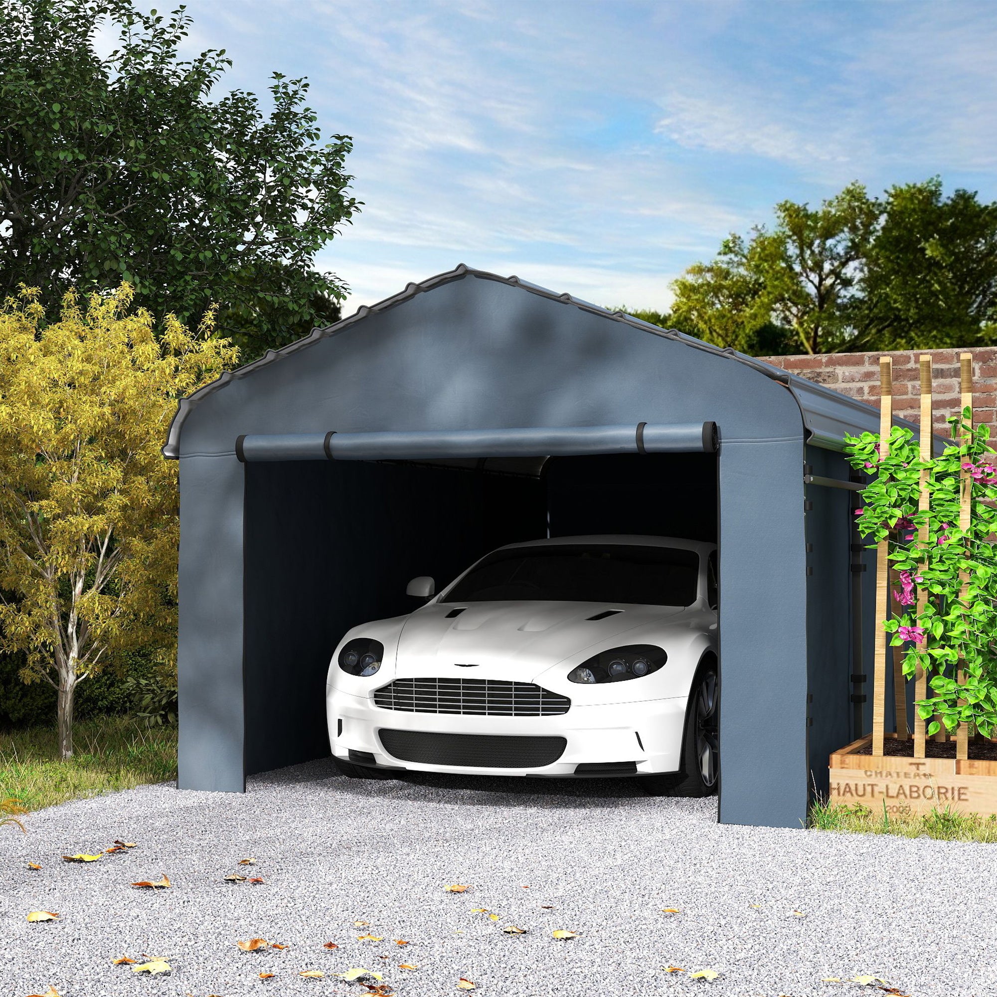Outsunny 12' x 20' x 8.5' Heavy Duty Metal Carport, Waterproof Car Shelter Garage Canopy with Galvanized Metal Roof and Removable Sidewalls for Cars, Boats, Trucks and Tractors
