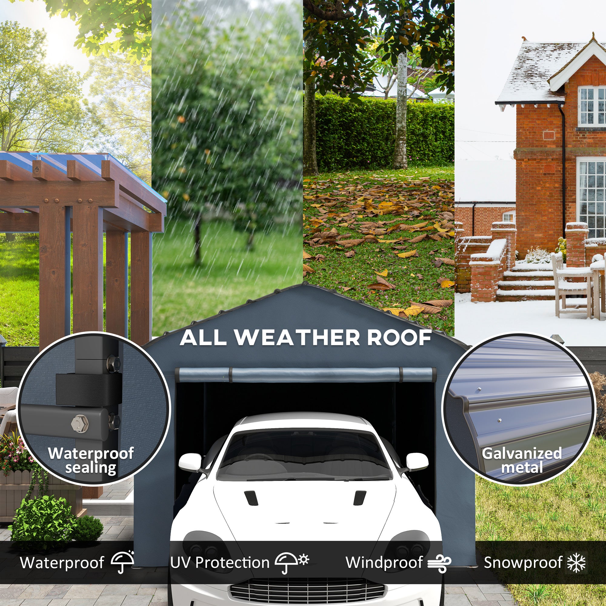 Outsunny 12' x 20' x 8.5' Heavy Duty Metal Carport, Waterproof Car Shelter Garage Canopy with Galvanized Metal Roof and Removable Sidewalls for Cars, Boats, Trucks and Tractors