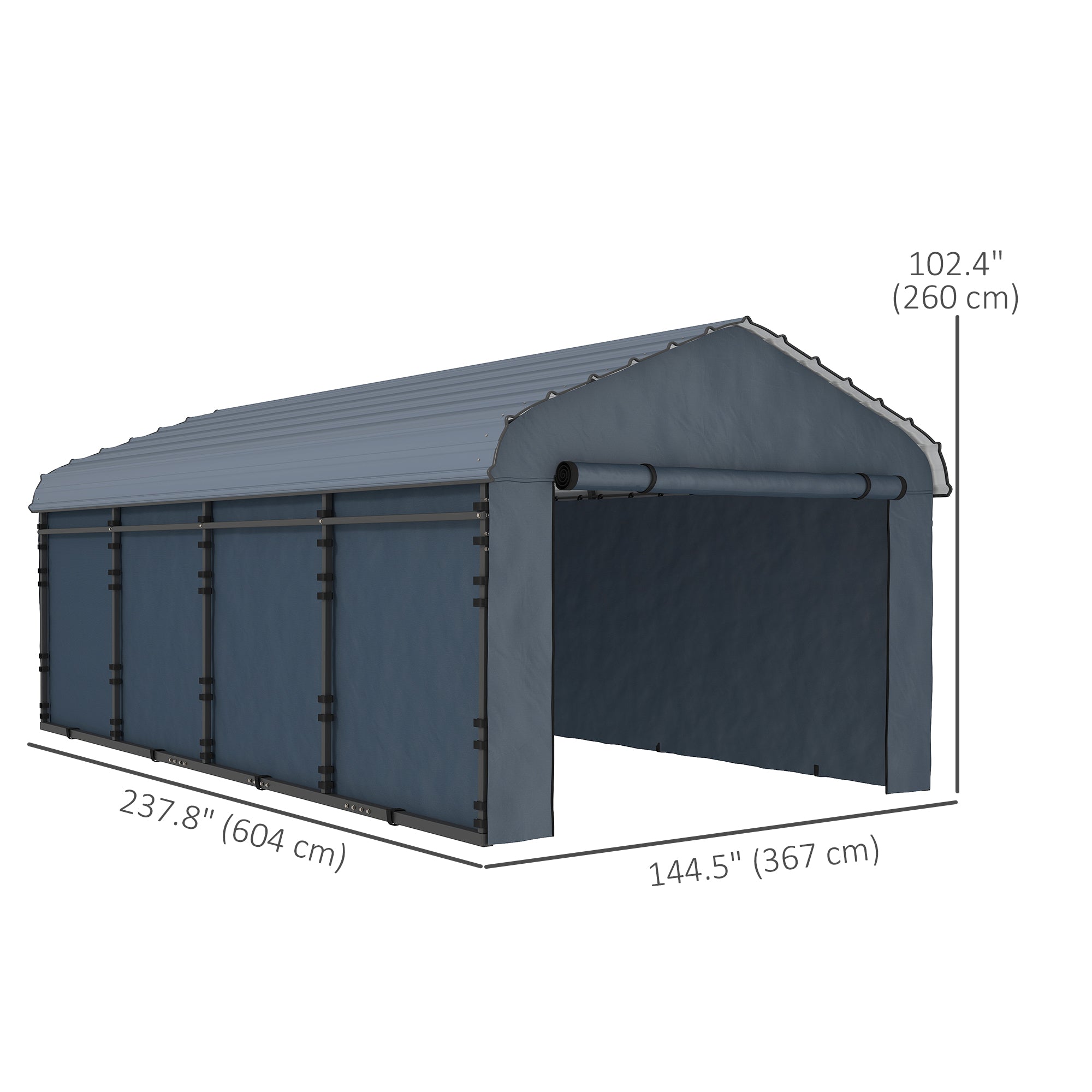 Outsunny 12' x 20' x 8.5' Heavy Duty Metal Carport, Waterproof Car Shelter Garage Canopy with Galvanized Metal Roof and Removable Sidewalls for Cars, Boats, Trucks and Tractors