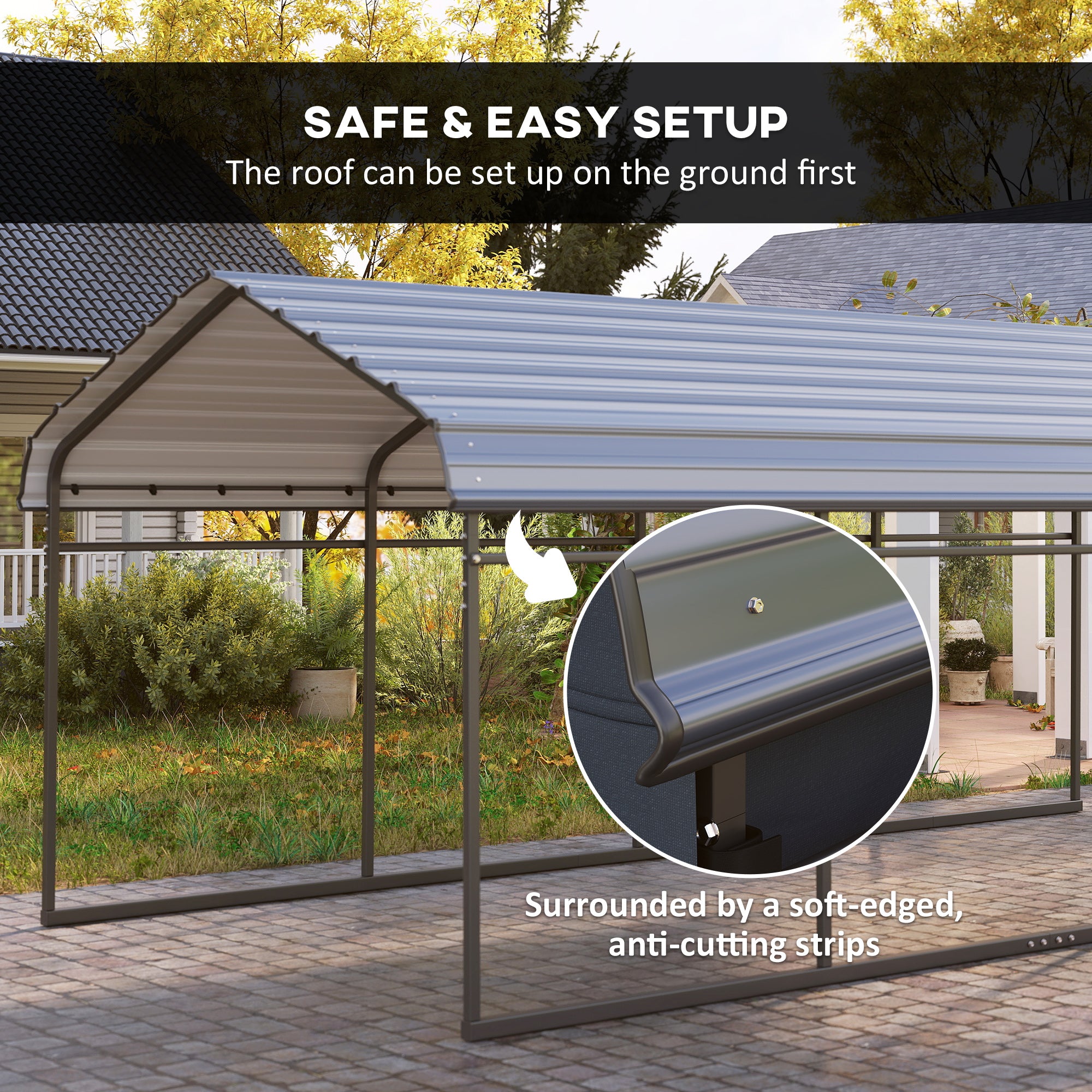 Outsunny 12' x 20' x 8.5' Heavy Duty Metal Carport, Waterproof Car Shelter Garage Canopy with Galvanized Metal Roof and Removable Sidewalls for Cars, Boats, Trucks and Tractors