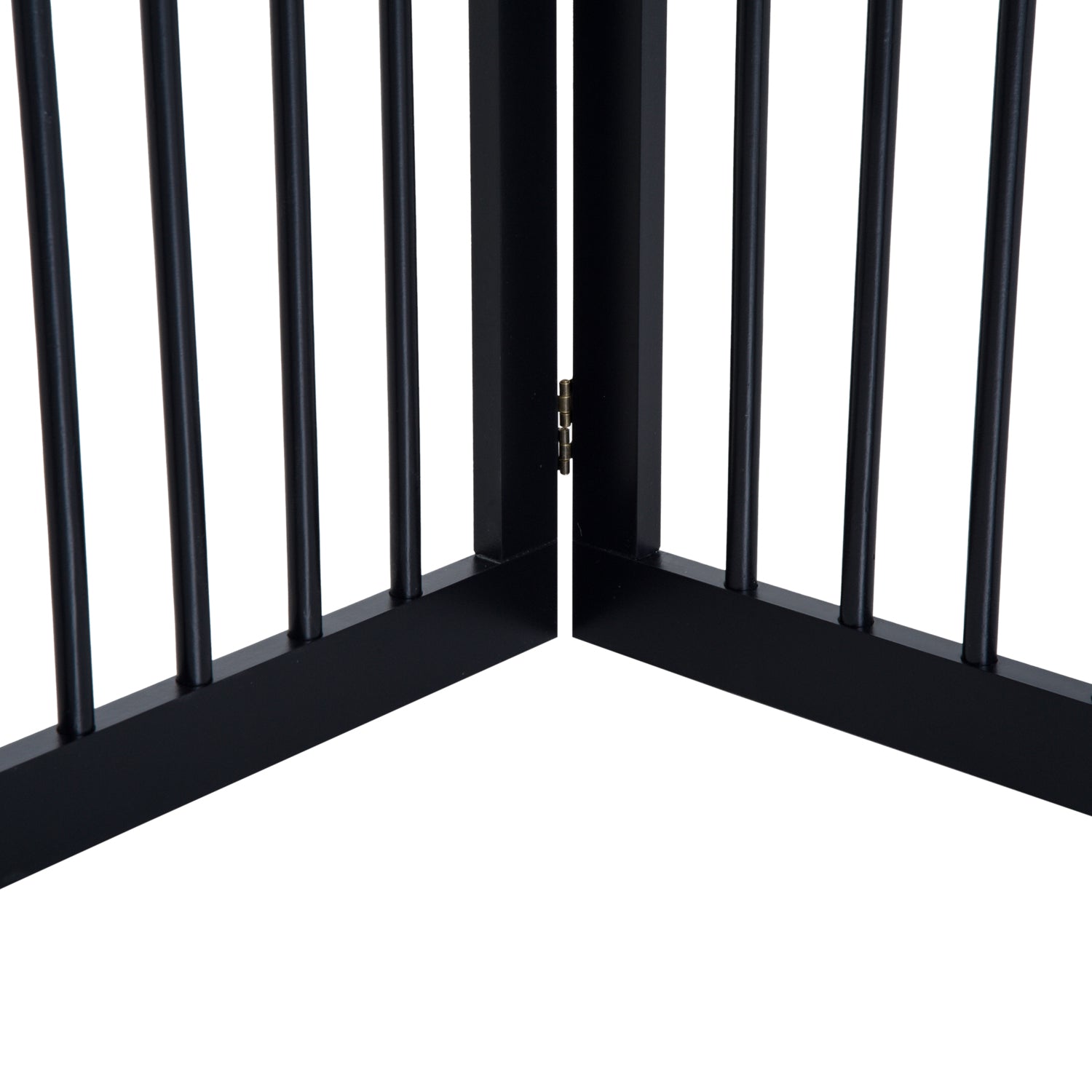 Pawhut Wooden Dog Gate Stepover Panel  Indoor Foldable Pet Fence Folding Safety Barrier (Black)