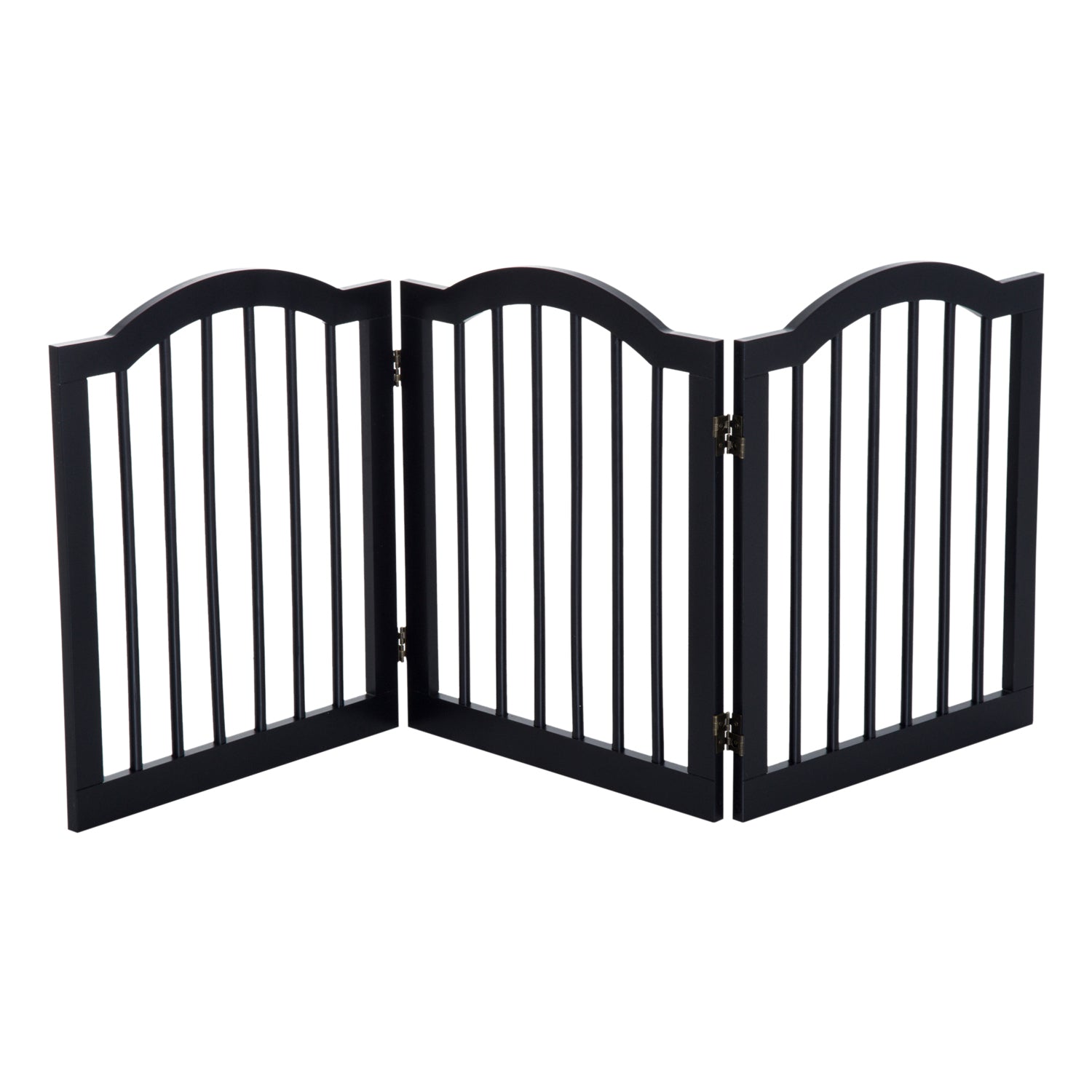 PawHut Wooden Foldable Dog Gate Panel Pet Fence Freestanding Safety Barrier for the House, Doorway, Stairs (Black)
