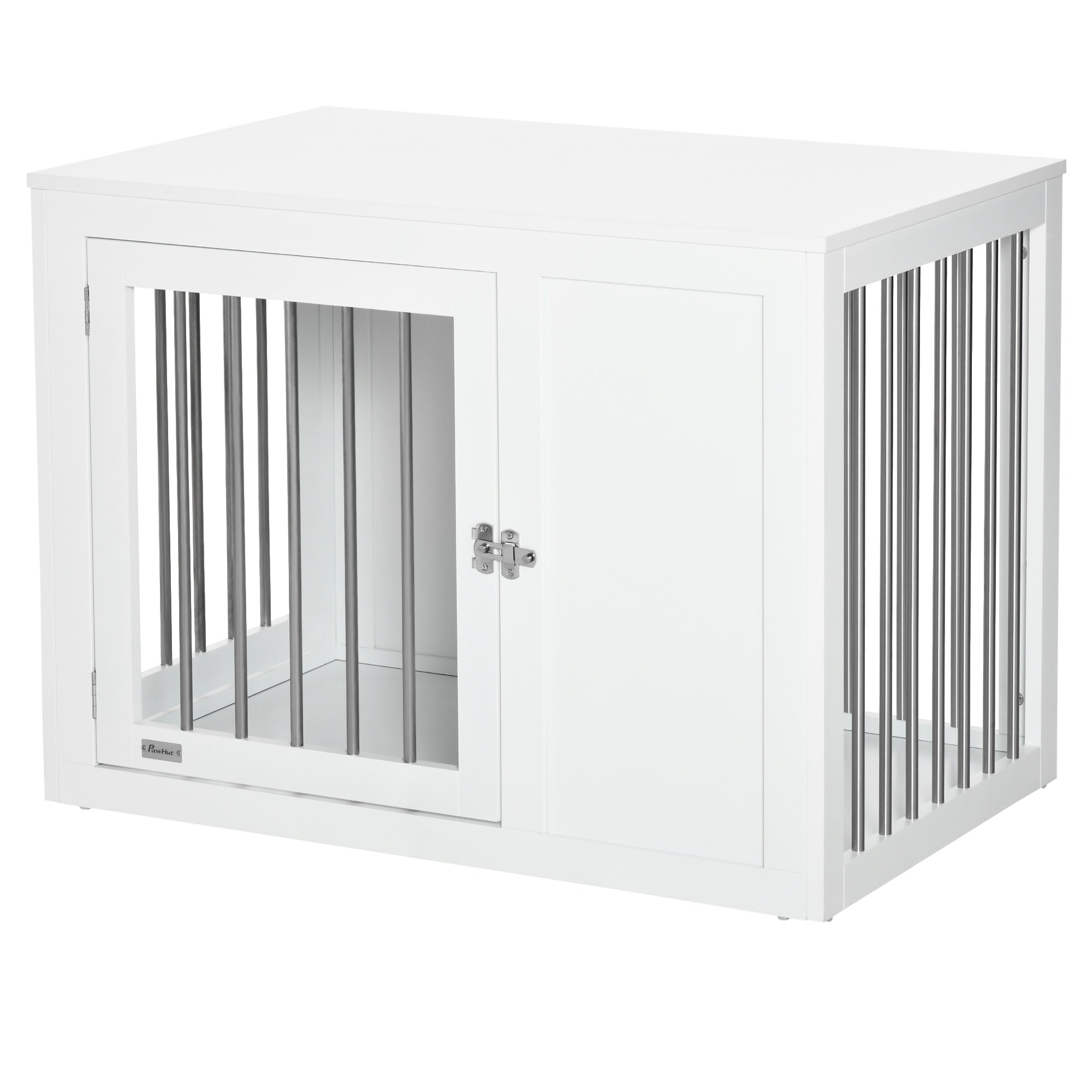 PawHut Furniture Style Dog Crate with Two Doors, End Table Pet Cage Kennel with Locks, for Medium Dogs - White