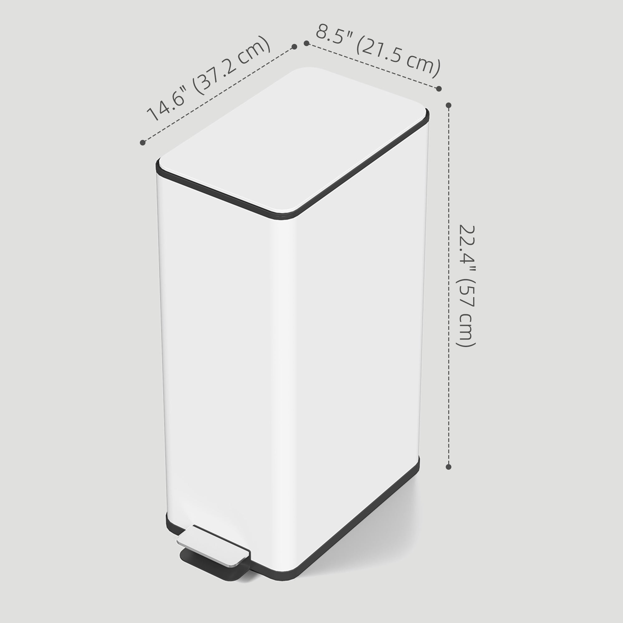 HOMCOM 5.3 Gallon/20 L Garbage Can, Fingerprint-proof Stainless Steel Kitchen Trash Can with Soft-close Lid and Foot Pedal, Slim Garbage Bin for Living Room, Home Office, White