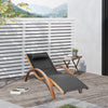 Outsunny Outdoor Lounge Chair, Patio Tanning Chair with Headrest, Garden Sun Lounger Recliner with Wood Frame, Texteline, Black