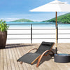 Outsunny Outdoor Lounge Chair, Patio Tanning Chair with Headrest, Garden Sun Lounger Recliner with Wood Frame, Texteline, Black