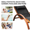 Outsunny Outdoor Lounge Chair, Patio Tanning Chair with Headrest, Garden Sun Lounger Recliner with Wood Frame, Texteline, Black