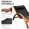Outsunny Outdoor Lounge Chair, Patio Tanning Chair with Headrest, Garden Sun Lounger Recliner with Wood Frame, Texteline, Black